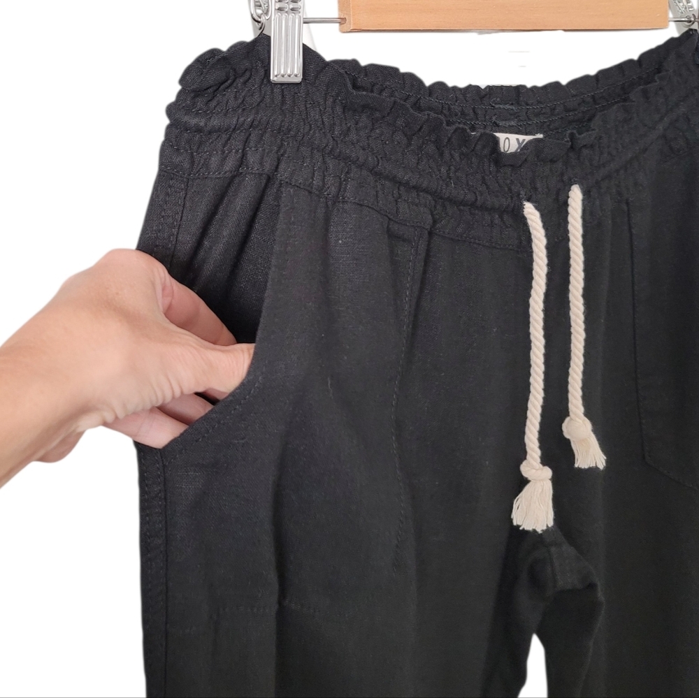 Roxy Ocean Side Linen Blend Beach Pants in Black - Picture 11 of 15